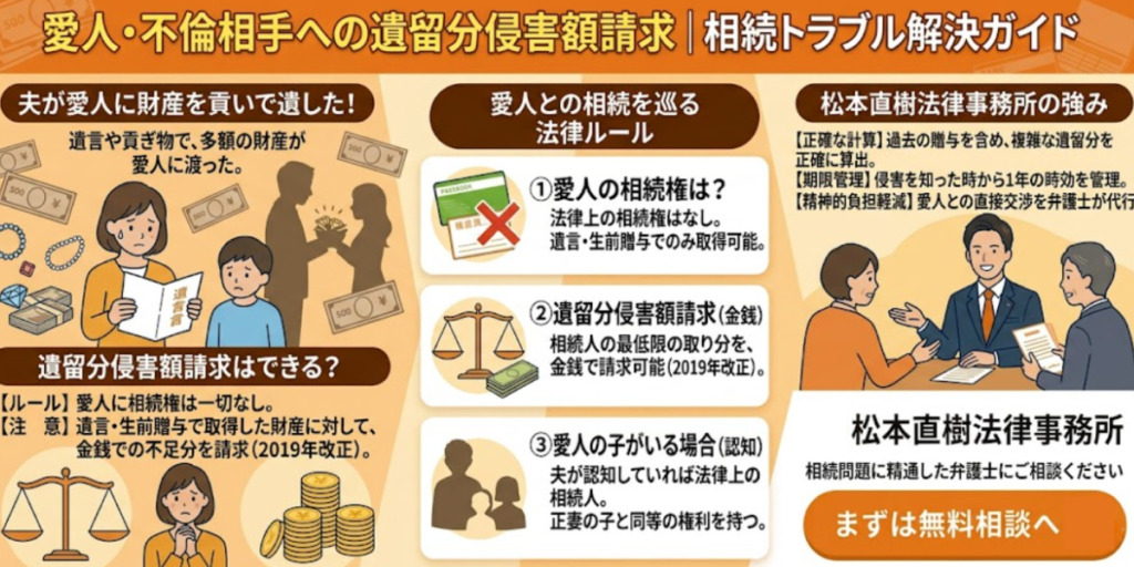 亡き夫の愛人に対して遺留分侵害額請求は可能か？
