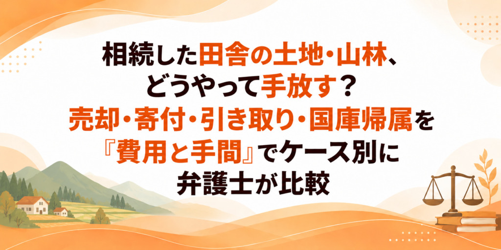 相続した田舎の土地・山林、どうやって手放す?売却・寄付・引き取り・国庫帰属を「費用と手間」でケース別に弁護士が比較